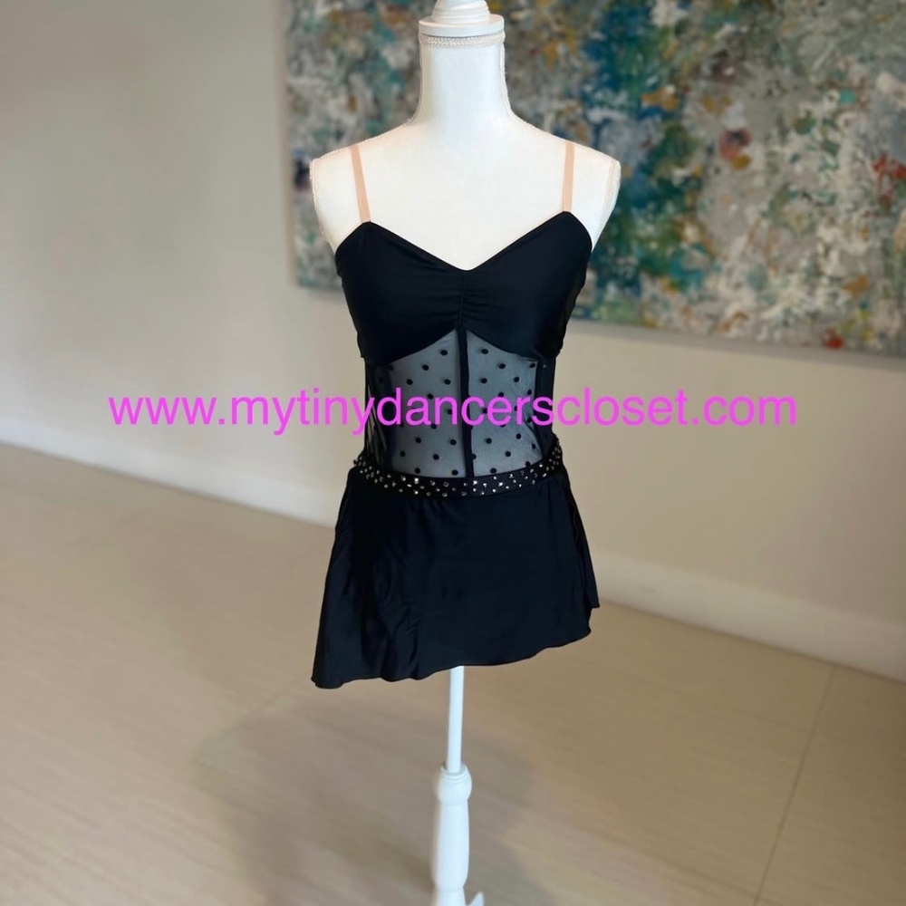 Dance Costume - Adult Small Custom Black Dress with Stones